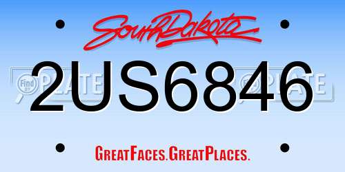 2US6846 South Dakota License Plate