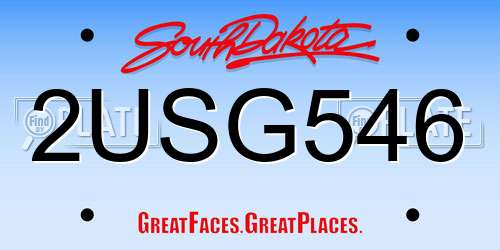 2USG546 South Dakota License Plate