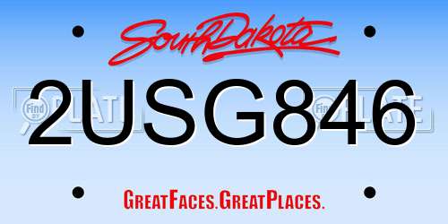 2USG846 South Dakota License Plate