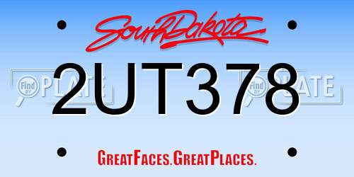 2UT378 South Dakota License Plate