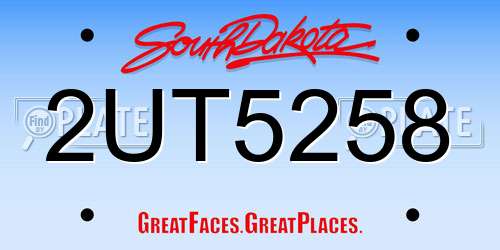 2UT5258 South Dakota License Plate