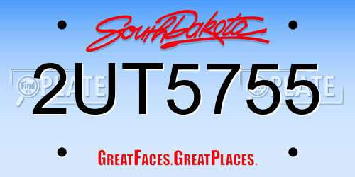 2UT5755 South Dakota License Plate