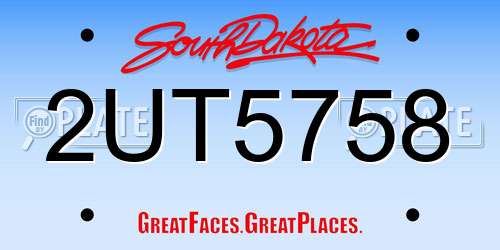 2UT5758 South Dakota License Plate