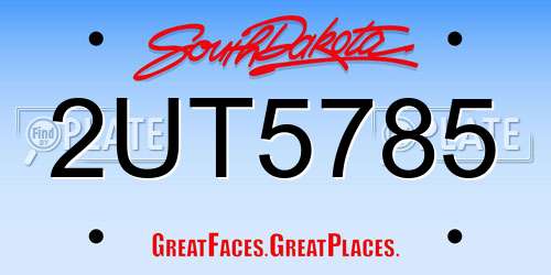 2UT5785 South Dakota License Plate