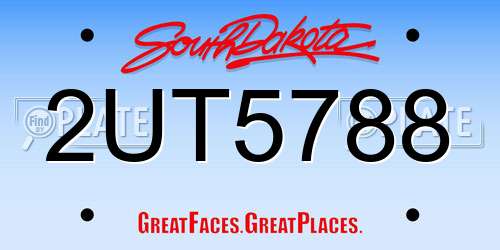 2UT5788 South Dakota License Plate