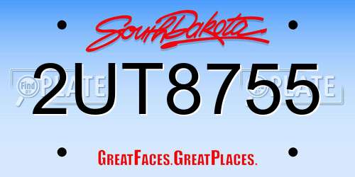 2UT8755 South Dakota License Plate
