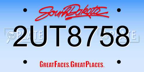 2UT8758 South Dakota License Plate