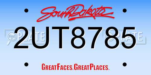 2UT8785 South Dakota License Plate