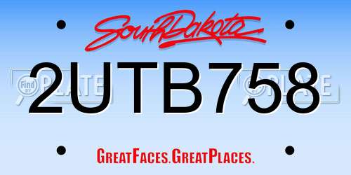 2UTB758 South Dakota License Plate