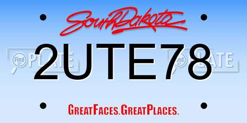 2UTE78 South Dakota License Plate