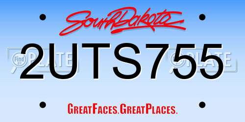 2UTS755 South Dakota License Plate