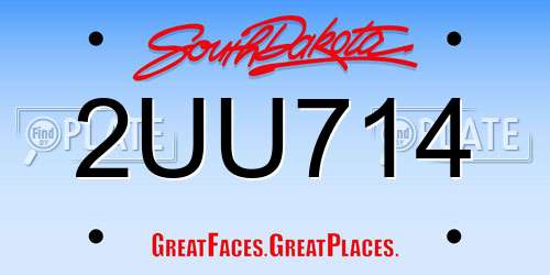 2UU714 South Dakota License Plate