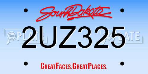 2UZ325 South Dakota License Plate