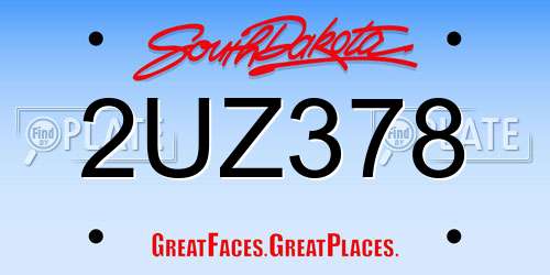 2UZ378 South Dakota License Plate