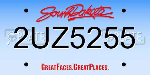 2UZ5255 South Dakota License Plate