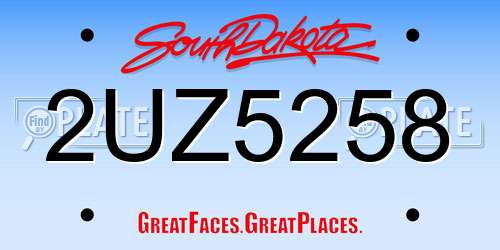 2UZ5258 South Dakota License Plate