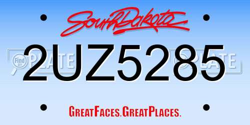 2UZ5285 South Dakota License Plate