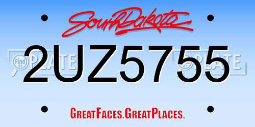 2UZ5755 South Dakota License Plate