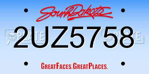 2UZ5758 South Dakota License Plate