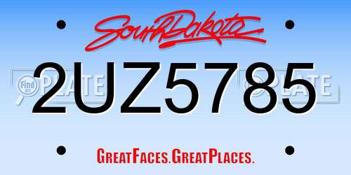 2UZ5785 South Dakota License Plate