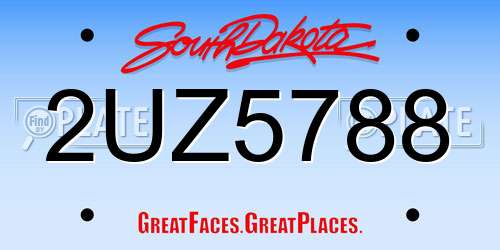 2UZ5788 South Dakota License Plate
