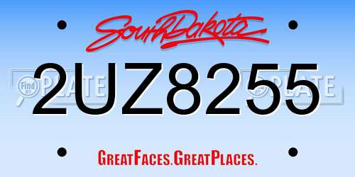 2UZ8255 South Dakota License Plate