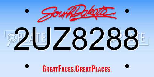 2UZ8288 South Dakota License Plate
