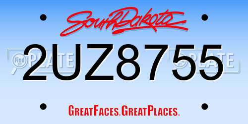 2UZ8755 South Dakota License Plate