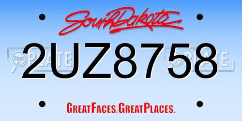2UZ8758 South Dakota License Plate