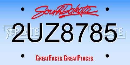 2UZ8785 South Dakota License Plate
