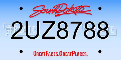 2UZ8788 South Dakota License Plate