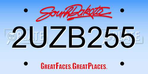 2UZB255 South Dakota License Plate