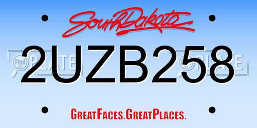 2UZB258 South Dakota License Plate