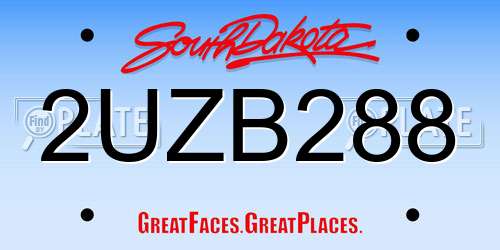 2UZB288 South Dakota License Plate
