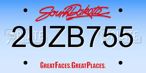 2UZB755 South Dakota License Plate