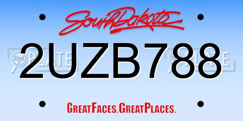 2UZB788 South Dakota License Plate