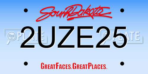 2UZE25 South Dakota License Plate