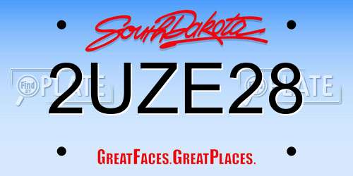 2UZE28 South Dakota License Plate