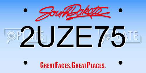 2UZE75 South Dakota License Plate