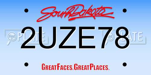 2UZE78 South Dakota License Plate