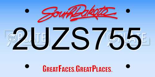 2UZS755 South Dakota License Plate