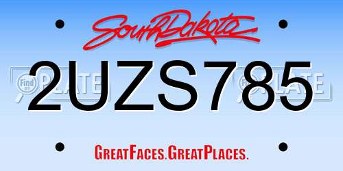 2UZS785 South Dakota License Plate
