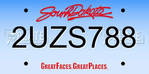 2UZS788 South Dakota License Plate