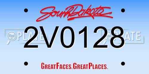 2V0128 South Dakota License Plate