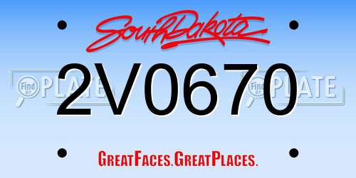 2V0670 South Dakota License Plate