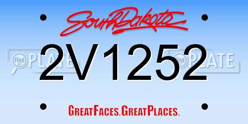 2V1252 South Dakota License Plate