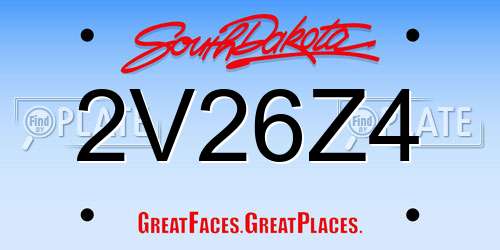 2V26Z4 South Dakota License Plate