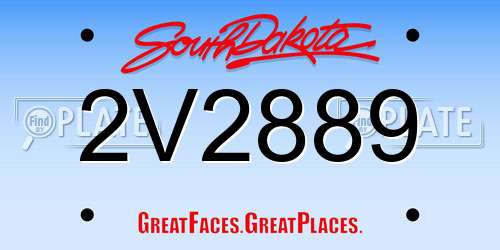 2V2889 South Dakota License Plate