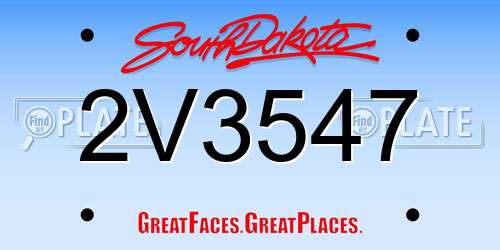 2V3547 South Dakota License Plate