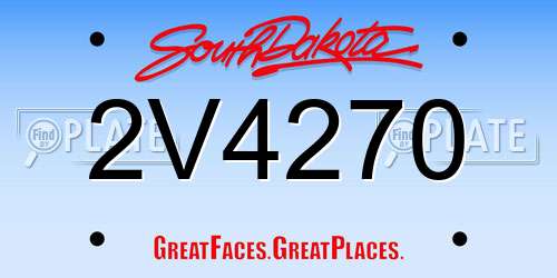 2V4270 South Dakota License Plate